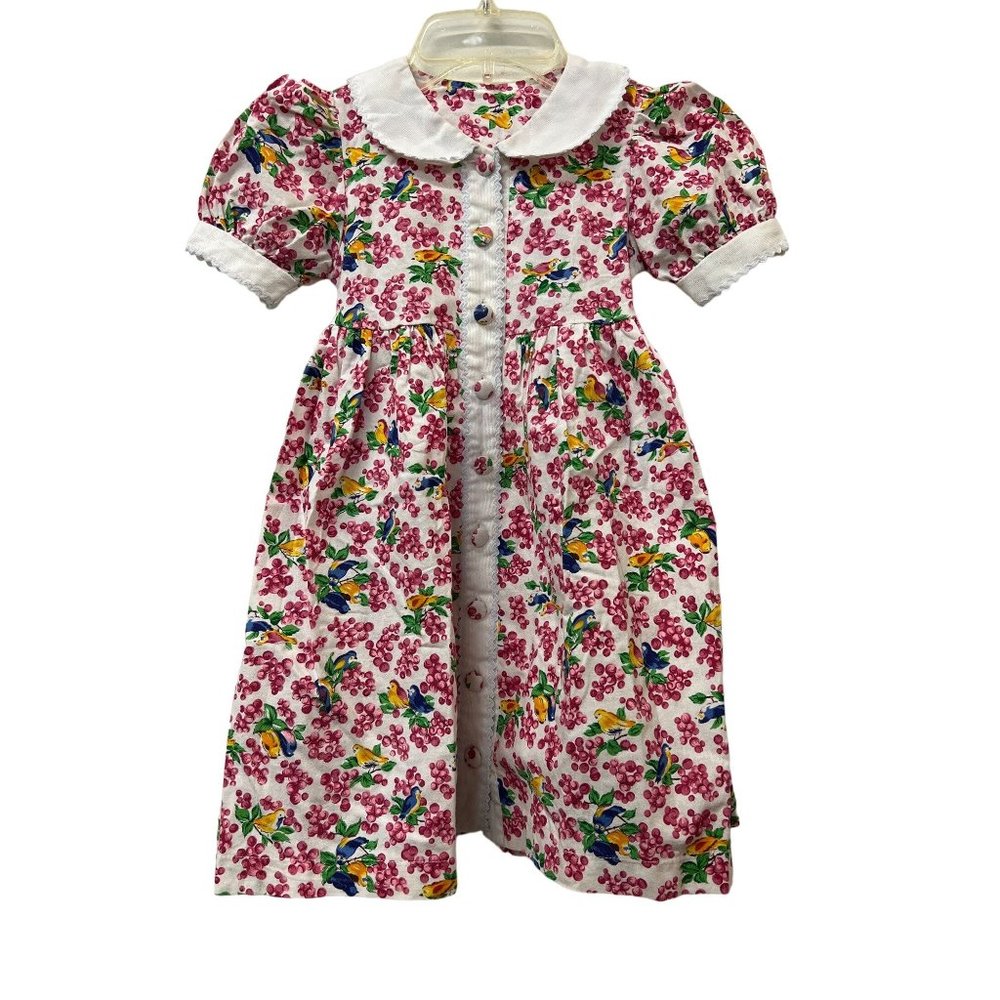 Vintage Hearts and Flowers Little Girl Dress Birdies Flowers